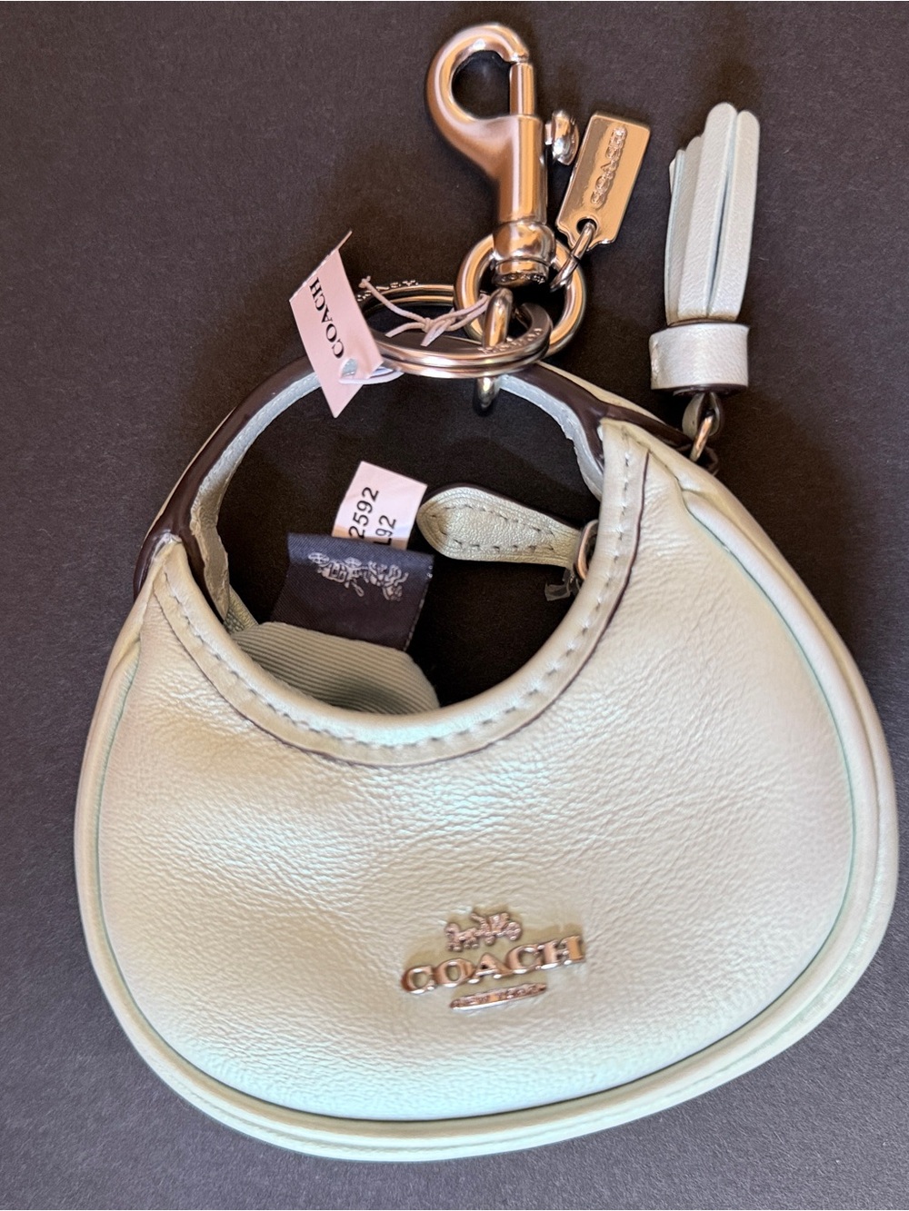COACH Mint Leather Handbag Charm / Keychain / Coin Purse
